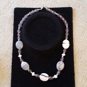 Gray and Pink Marble Necklace
